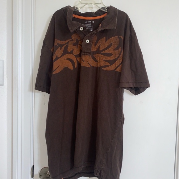 Old Navy Mens Brown and Orange Polo Shirt - Picture 1 of 3